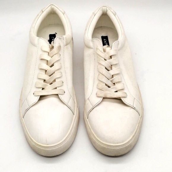 Express Womens Sneaker‎ White Faux Leather Lace Up Walking Shoe Low Top 9 - Picture 4 of 10